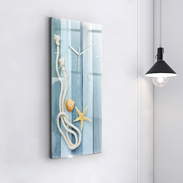 Vertical wall clock Boards stripes and shell