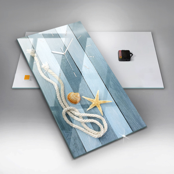 Vertical wall clock Boards stripes and shell