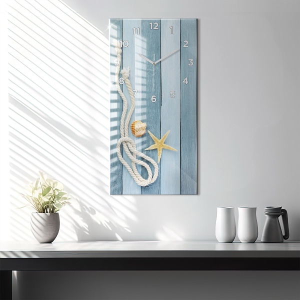 Vertical wall clock Boards stripes and shell