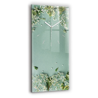 Vertical wall clock Delicate flowers