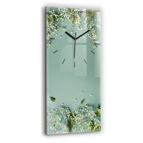 Vertical wall clock Delicate flowers