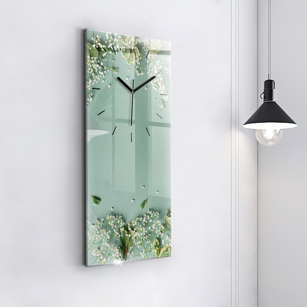 Vertical wall clock Delicate flowers