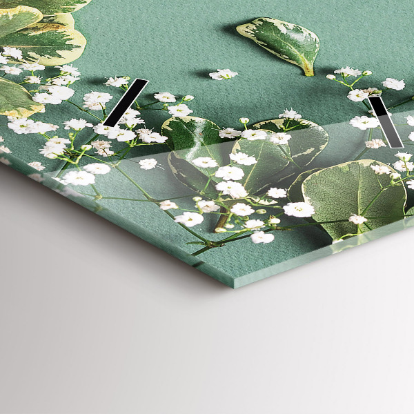 Vertical wall clock Delicate flowers