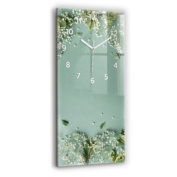 Vertical wall clock Delicate flowers