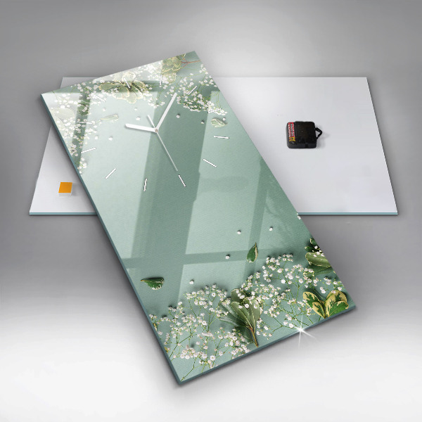 Vertical wall clock Delicate flowers