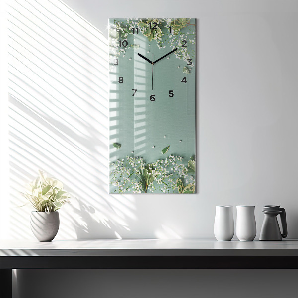 Vertical wall clock Delicate flowers
