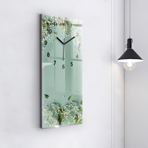 Vertical wall clock Delicate flowers