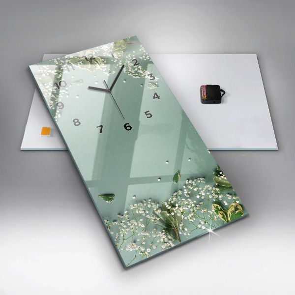 Vertical wall clock Delicate flowers