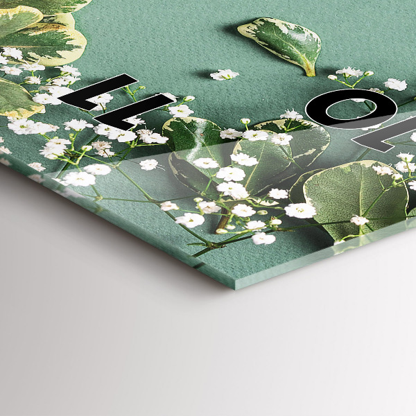 Vertical wall clock Delicate flowers