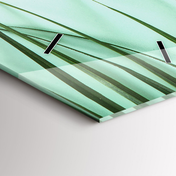 Vertical wall clock Monstera leaves