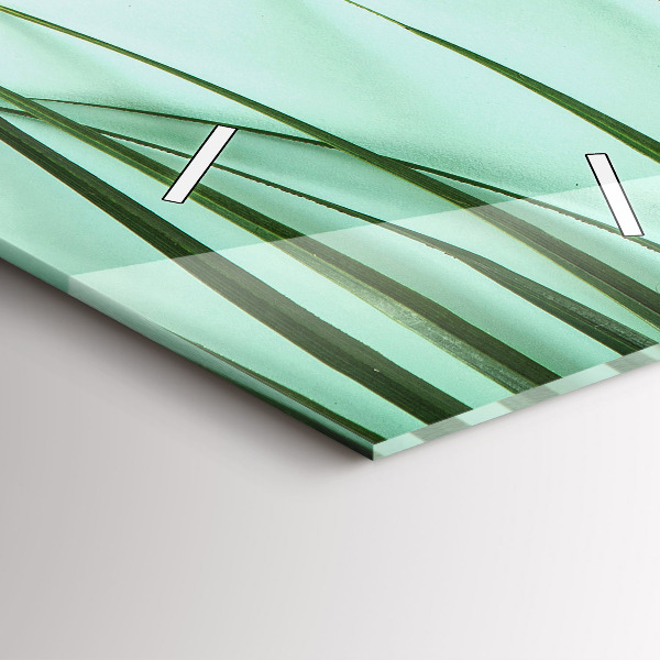 Vertical wall clock Monstera leaves