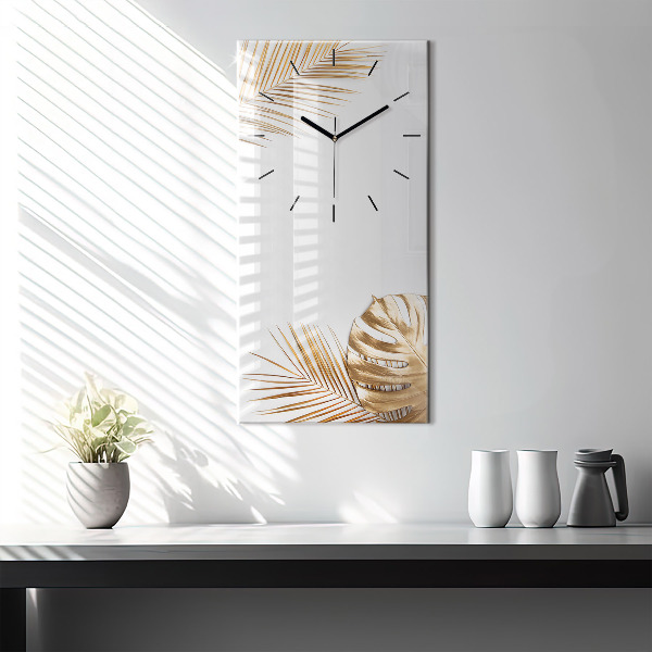 Vertical wall clock Tropical leaves