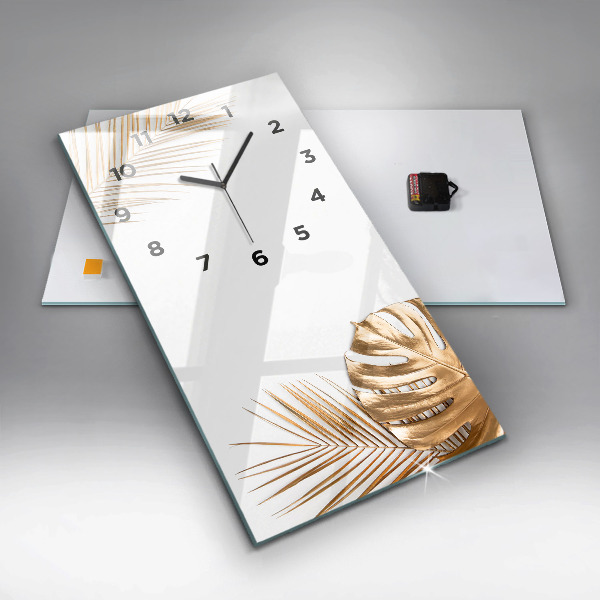 Vertical wall clock Tropical leaves
