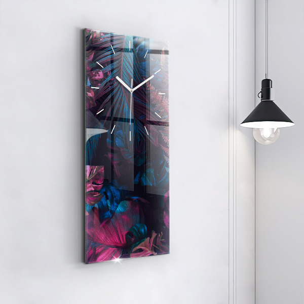 Vertical wall clock Exotic flowers
