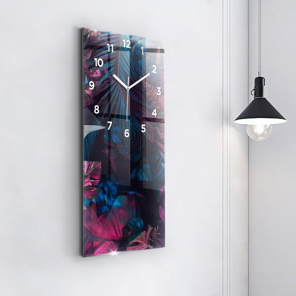 Vertical wall clock Exotic flowers