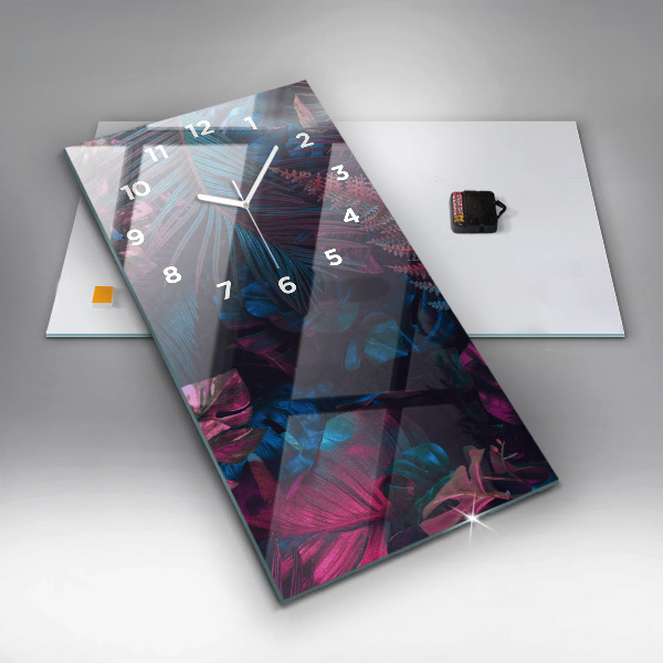 Vertical wall clock Exotic flowers