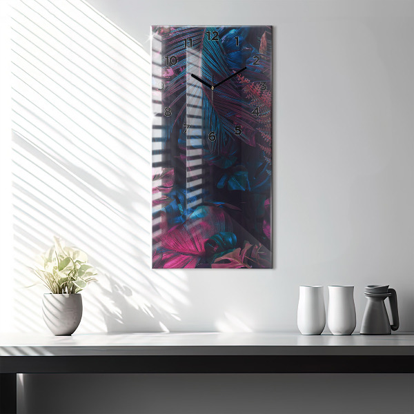 Vertical wall clock Exotic flowers