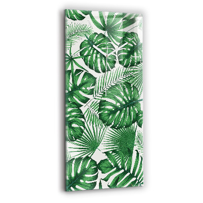 Vertical wall clock Monstera leaves