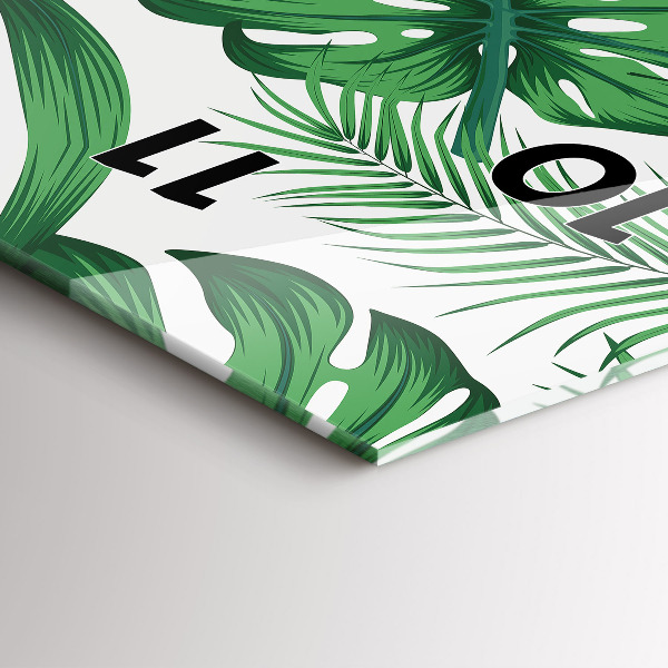 Vertical wall clock Monstera leaves