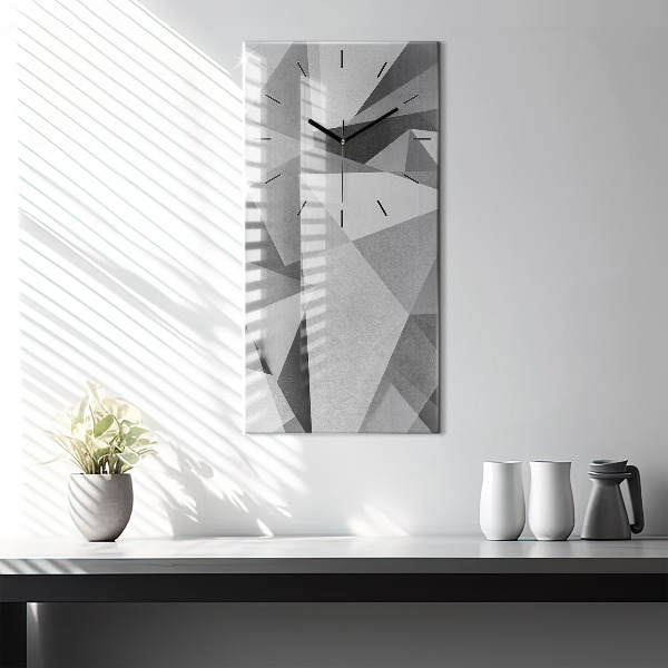 Vertical wall clock Gray Geometric Abstraction