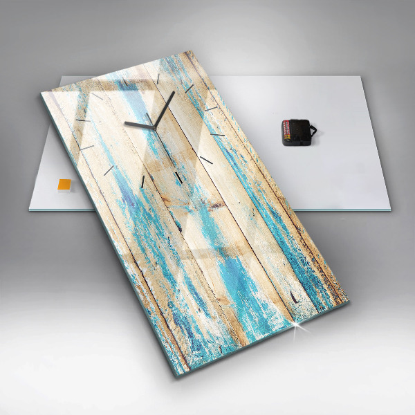 Vertical wall clock Scratched wood