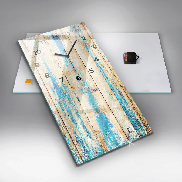 Vertical wall clock Scratched wood