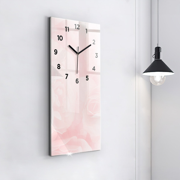 Vertical wall clock Blooming roses