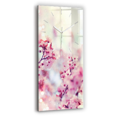 Vertical wall clock Spring flowers