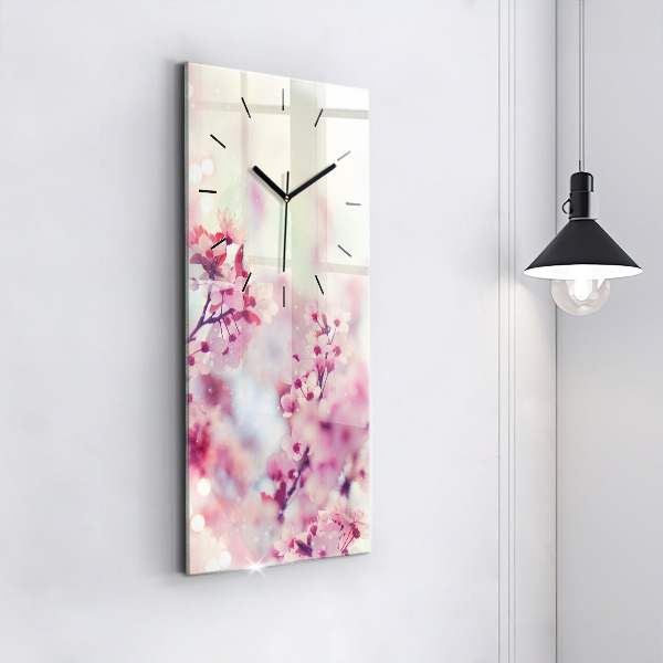 Vertical wall clock Spring flowers