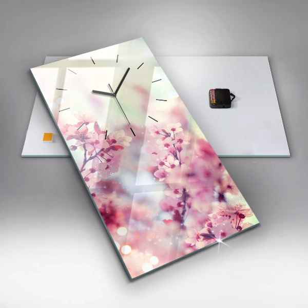 Vertical wall clock Spring flowers