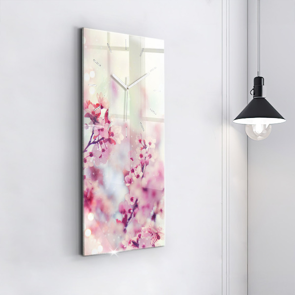 Vertical wall clock Spring flowers