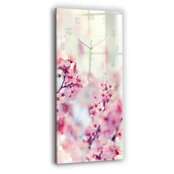 Vertical wall clock Spring flowers