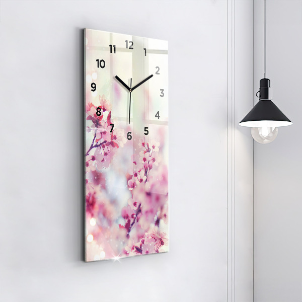 Vertical wall clock Spring flowers
