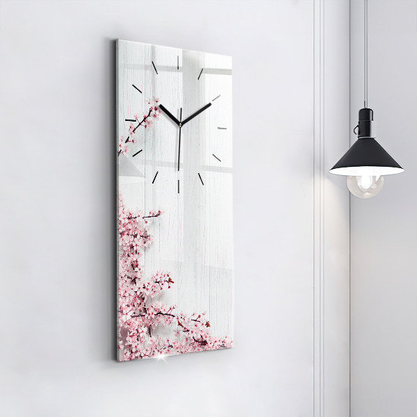 Vertical wall clock Spring flowers