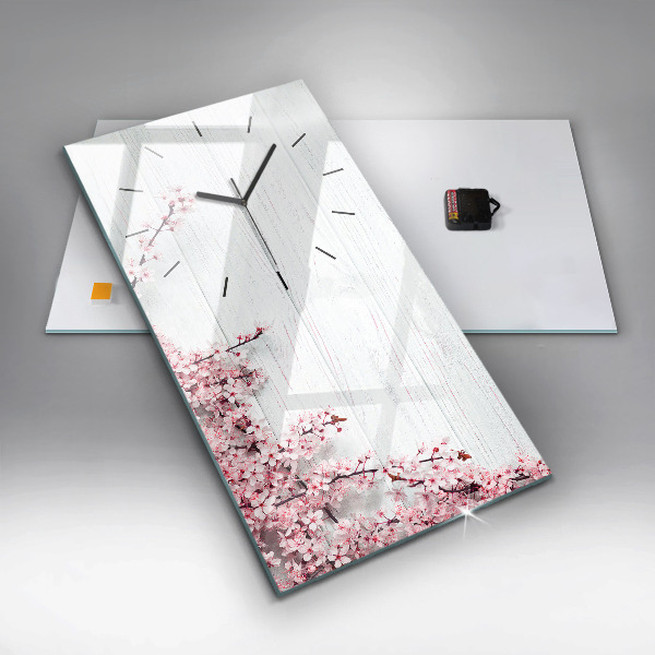 Vertical wall clock Spring flowers