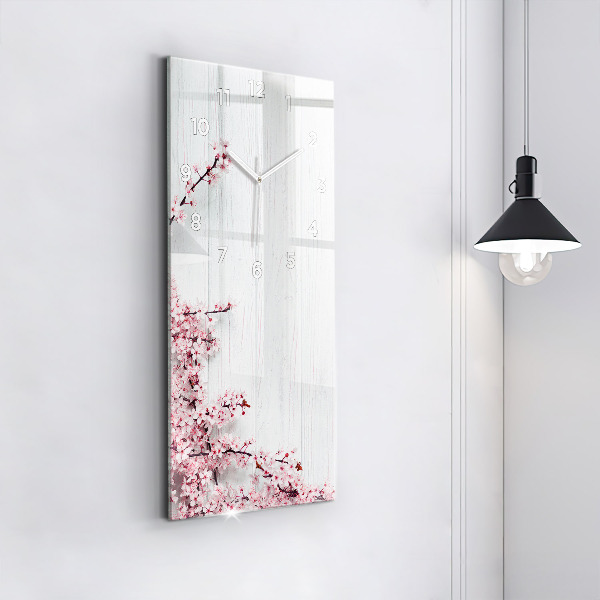 Vertical wall clock Spring flowers