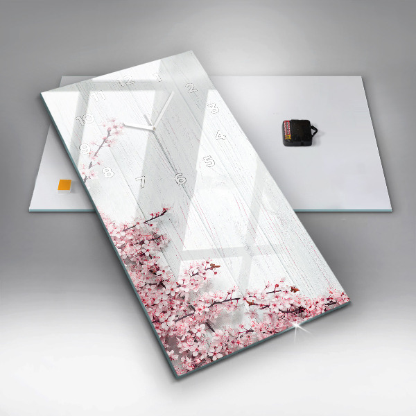 Vertical wall clock Spring flowers