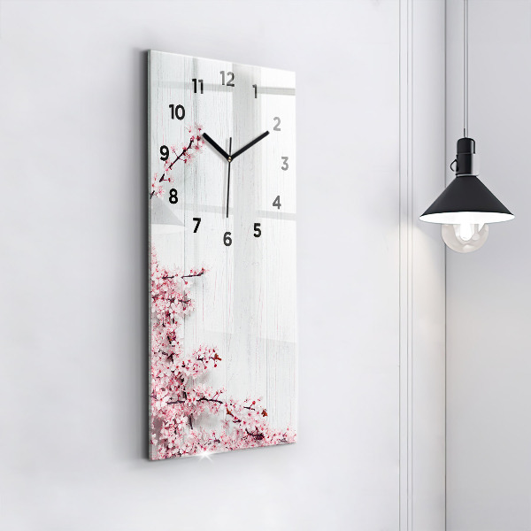 Vertical wall clock Spring flowers