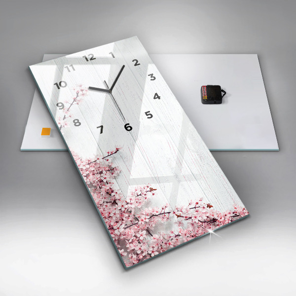 Vertical wall clock Spring flowers