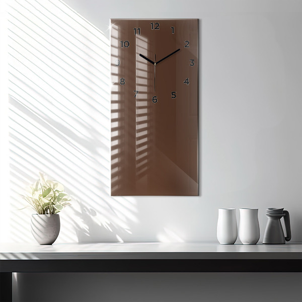 Vertical wall clock Brown color