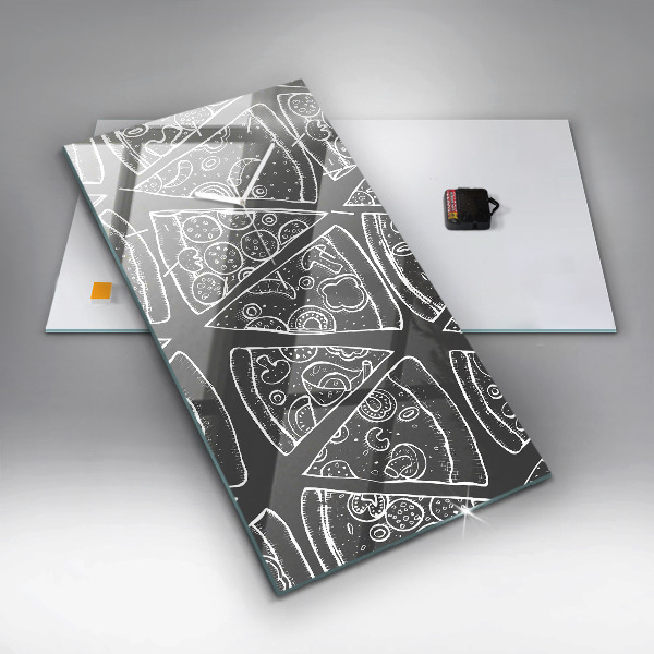 Vertical wall clock Painted pizza