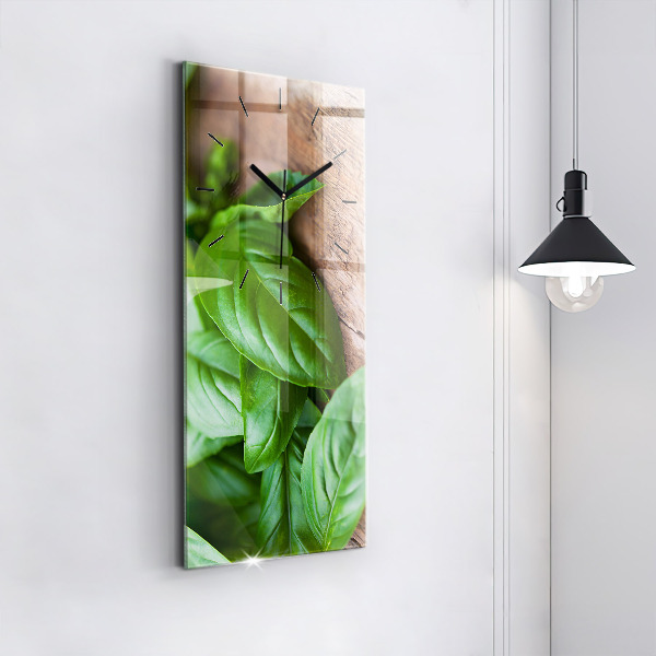 Vertical wall clock Basil leaves