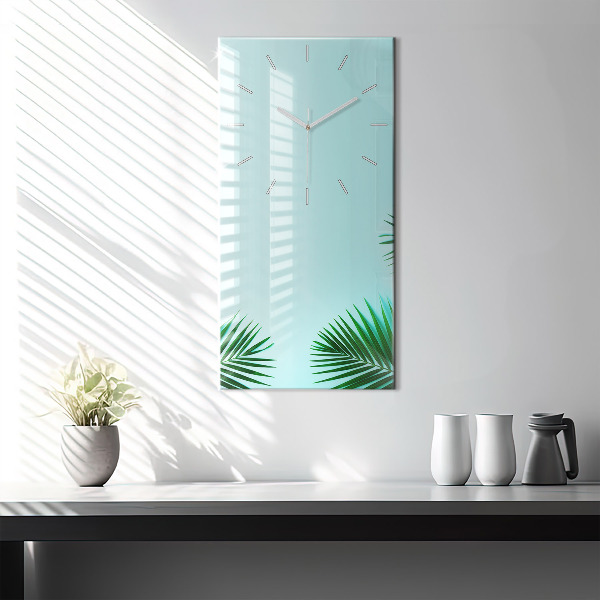 Vertical wall clock Green palm trees