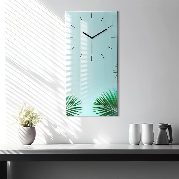 Vertical wall clock Green palm trees