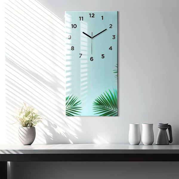 Vertical wall clock Green palm trees
