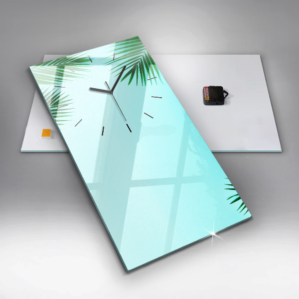 Vertical wall clock Green palm trees