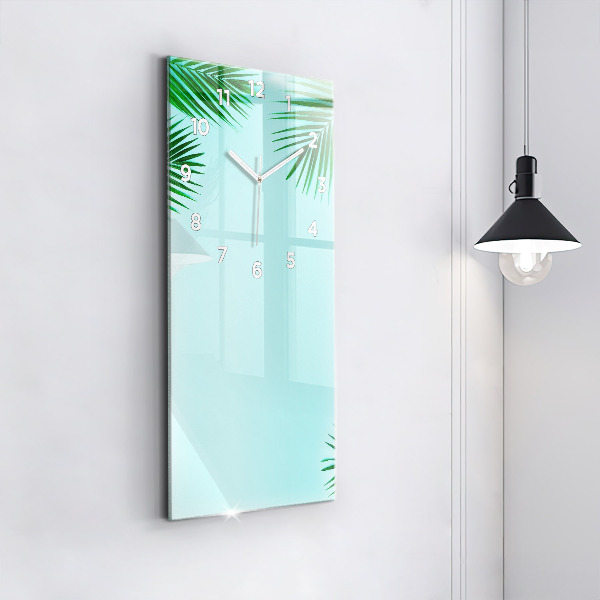 Vertical wall clock Green palm trees