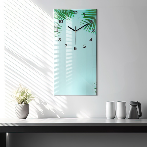 Vertical wall clock Green palm trees