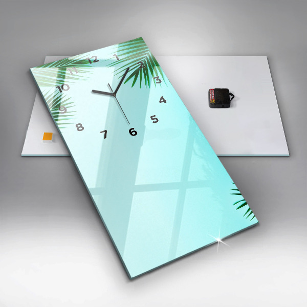 Vertical wall clock Green palm trees
