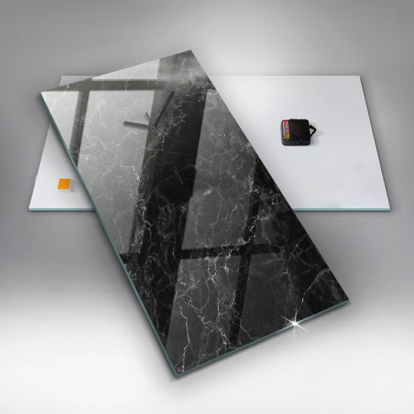 Vertical wall clock Dark marble